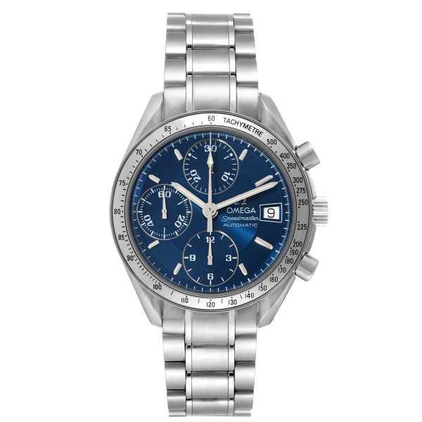 Omega Speedmaster Date 39mm Automatic Blue Dial Steel Mens Watch 3513.80.00