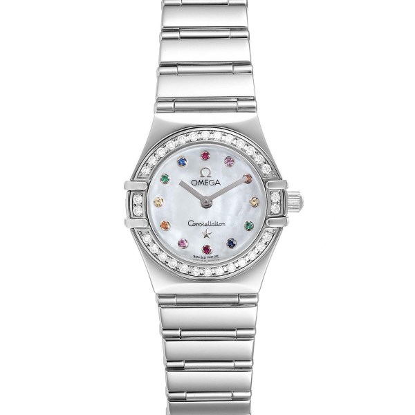 Omega Constellation Iris Rainbow Multi Stone Steel Ladies Watch 1476.79.00