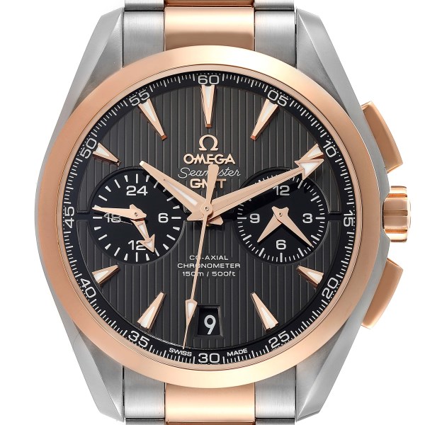 Omega Aqua Terra GMT Steel Rose Gold Mens Watch 231.20.43.52.06.001 Unworn