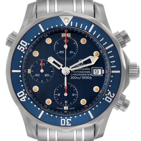 Omega Seamaster Diver Chronograph Blue Dial Titanium Mens Watch 2298.80.00