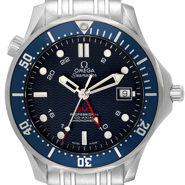 Omega Seamaster Diver 300M GMT Steel Co-Axial Blue Dial Mens Watch 2535.80.00
