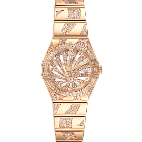 Omega Constellation Diamanten Rose Gold Diamond Ladies Watch 123.55.24.60.55.011 Unworn
