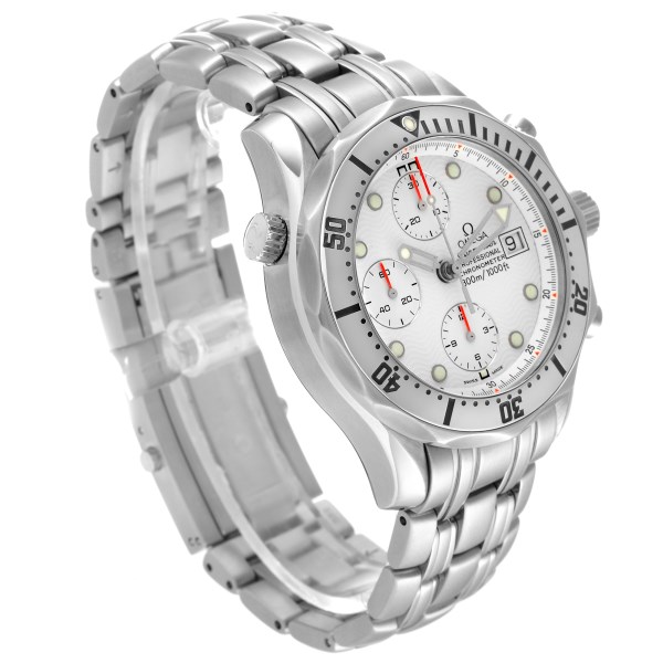 Omega Seamaster 300M Chronograph Steel White Dial Mens Watch 2598.20.00 Box Card