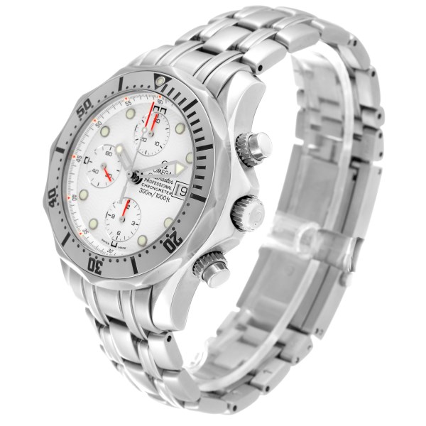 Omega Seamaster 300M Chronograph Steel White Dial Mens Watch 2598.20.00 Box Card
