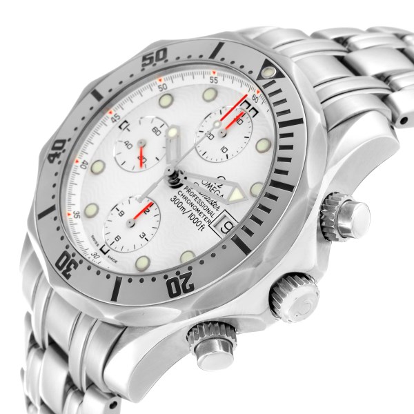 Omega Seamaster 300M Chronograph Steel White Dial Mens Watch 2598.20.00 Box Card