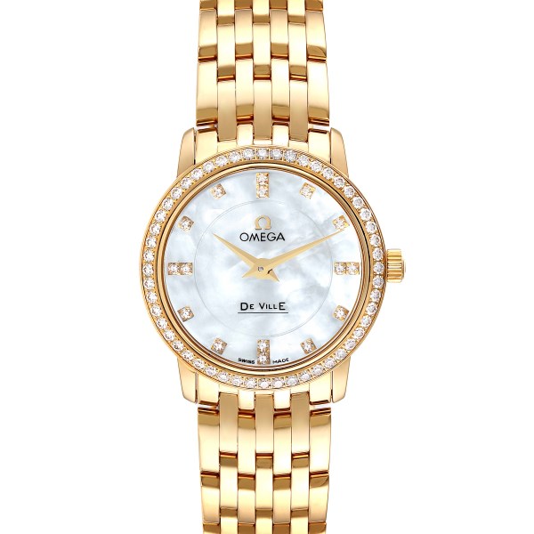 Omega DeVille Prestige Yellow Gold Diamond Ladies Watch 413.55.27.60.55.001