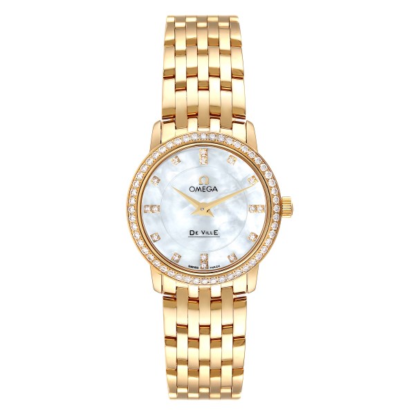Omega DeVille Prestige Yellow Gold Diamond Ladies Watch 413.55.27.60.55.001