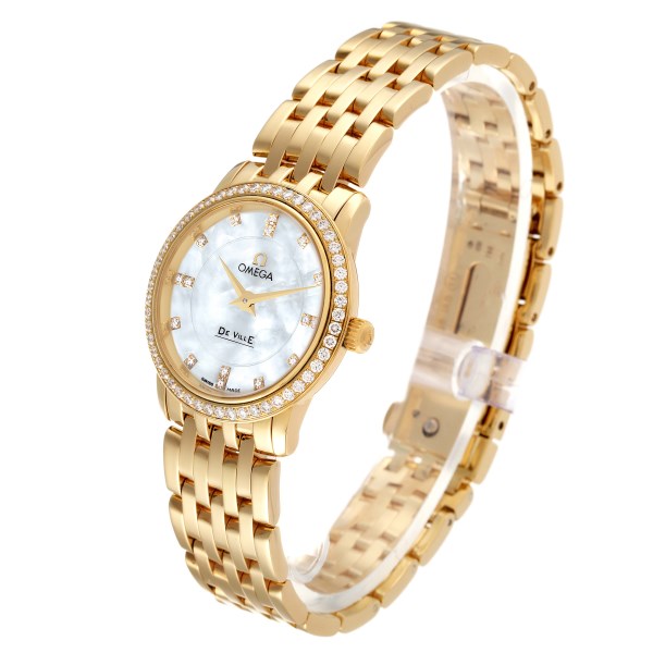 Omega DeVille Prestige Yellow Gold Diamond Ladies Watch 413.55.27.60.55.001