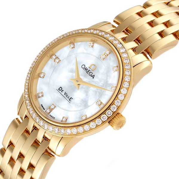 Omega DeVille Prestige Yellow Gold Diamond Ladies Watch 413.55.27.60.55.001