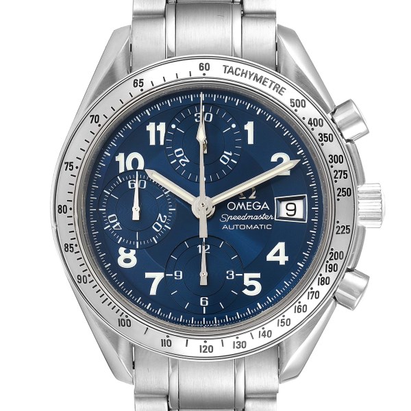 Omega Speedmaster Date Blue Dial Chronograph Steel Mens Watch 3513.82.00