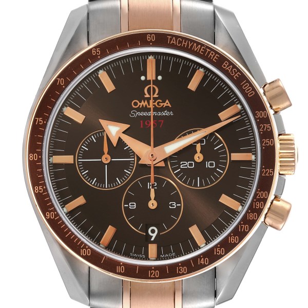 Omega Speedmaster Broad Arrow Steel Rose Gold Watch 321.90.42.50.13.001 Box Card