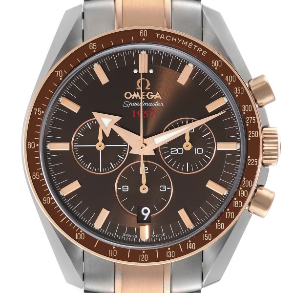 Omega Speedmaster Broad Arrow Steel Rose Gold Watch 321.90.42.50.13.001 Box Card