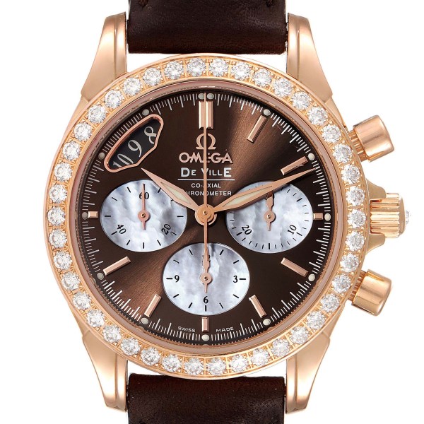 Omega DeVille Co-Axial Rose Gold Diamond Chronograph Ladies Watch 4677.60.37
