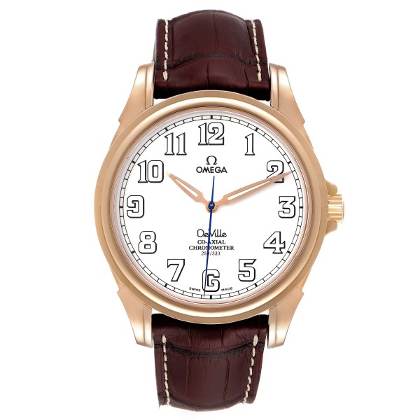 Omega DeVille Co-Axial Chronometer Rose Gold Mens Watch 4660.20.32 Box Card