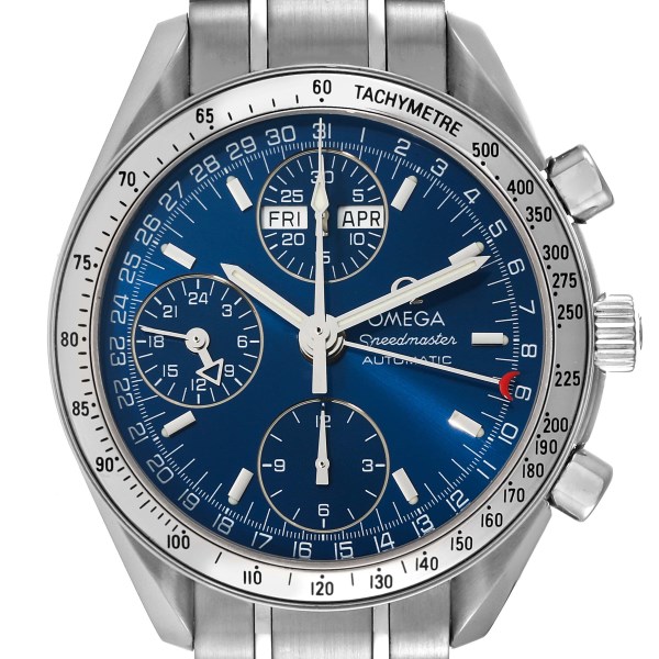 Omega Speedmaster Day-Date 39 Blue Dial Steel Mens Watch 3523.80.00 Card