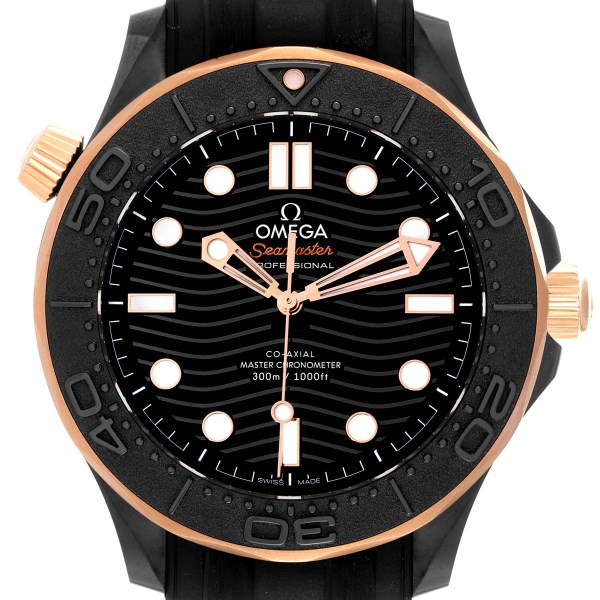 Omega Seamaster Black Ceramic Rose Gold Mens Watch 210.62.44.20.01.001 Unworn
