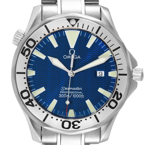 Omega Seamaster Electric Blue Wave Dial Steel Mens Watch 2265.80.00