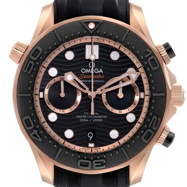 Omega Seamaster Diver Chronograph Rose Gold Watch 210.62.44.51.01.003 Box Card