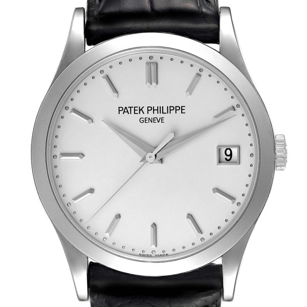 Patek Philippe Calatrava 18K White Gold Silver Dial Mens Watch 5296 Papers