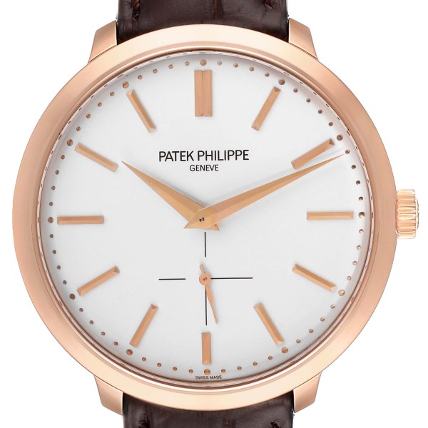 Patek Philippe Calatrava 18K Rose Gold Silver Dial Mens Watch 5123R