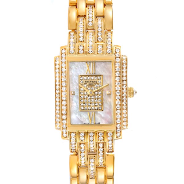 Patek Philippe Gondolo Yellow Gold Mother of Pearl Diamond Ladies Watch 4825 Papers