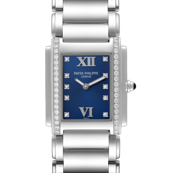 Patek Philippe Twenty-4 Blue Dial Steel Diamond Ladies Watch 4910