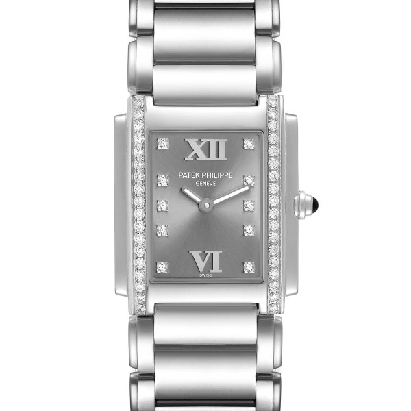 Patek Philippe Twenty-4 Grey Diamond Dial Steel Ladies Watch 4910