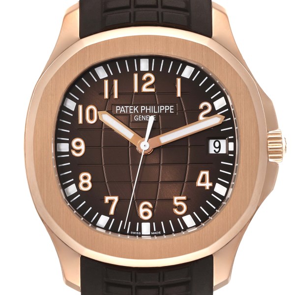 Patek Philippe Aquanaut Date Rose Gold Brown Strap Mens Watch 5167R