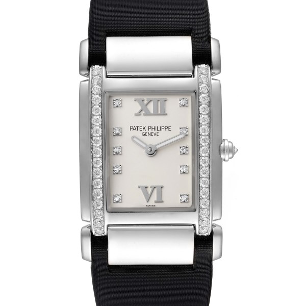 Patek Philippe Twenty-4 White Gold Silver Diamond Dial Ladies Watch 4920 Papers
