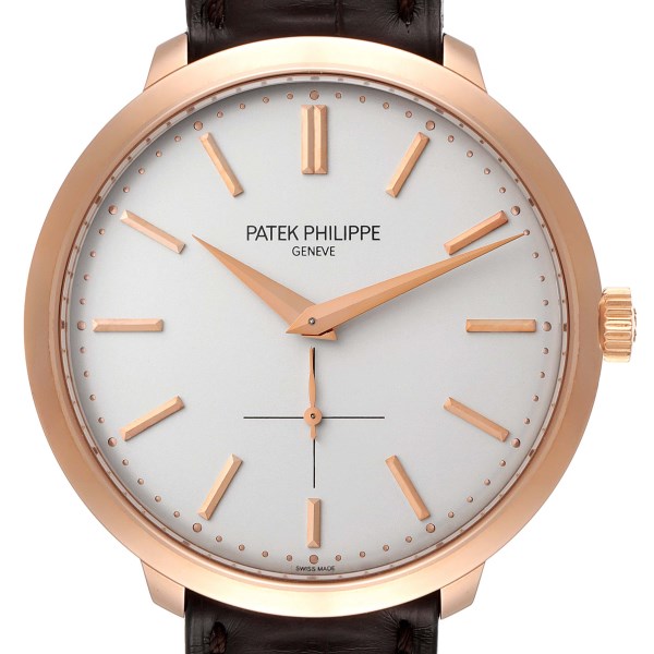Patek Philippe Calatrava 18K Rose Gold Silver Dial Mens Watch 5123 5123R
