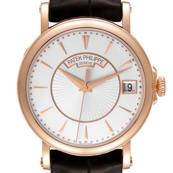 Patek Philippe Calatrava 18k Rose Gold Silver Dial Mens Watch 5153R