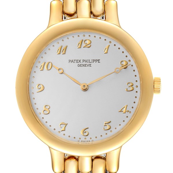Patek Philippe Calatrava Silver Dial Yellow Gold Mens Watch 3915