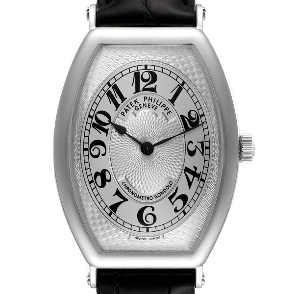 Patek Philippe Gondolo Platinum Black Strap Mens Watch 5098
