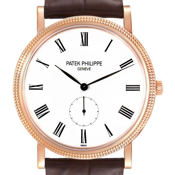 Patek Philippe Calatrava Rose Gold White Dial Mens Watch 5119