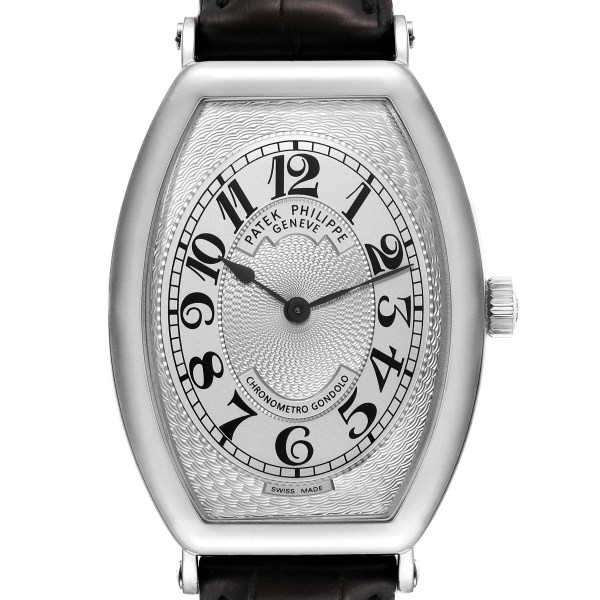 Patek Philippe Gondolo Platinum Black Strap Mens Watch 5098 Papers
