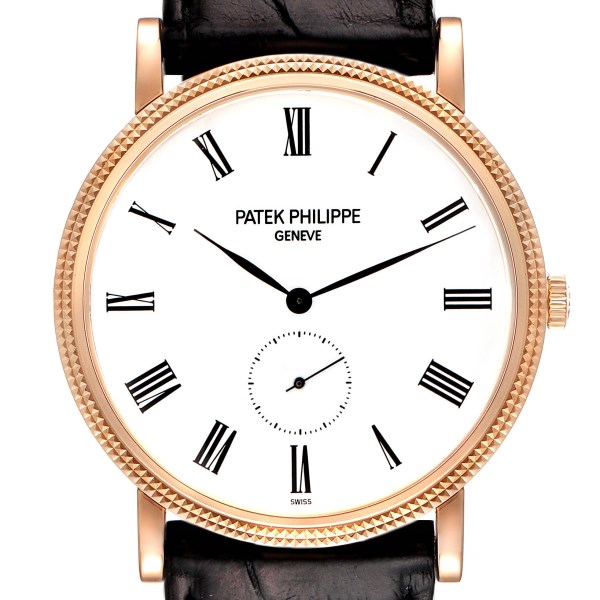 Patek Philippe Calatrava Rose Gold White Dial Mens Watch 5119