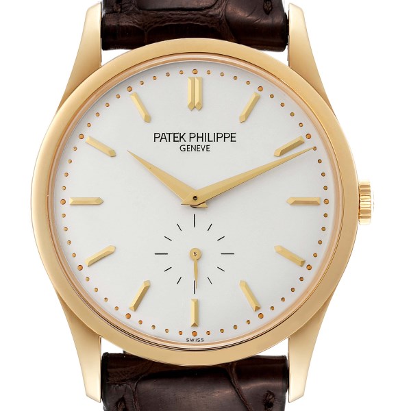 Patek Philippe Calatrava Yellow Gold Silver Dial Mens Watch 5196J Box Papers