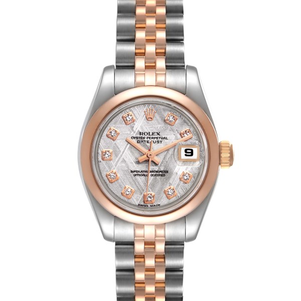 Rolex Datejust 26 Steel Rose Gold Meteorite Diamond Dial Ladies Watch 179161 Box Papers