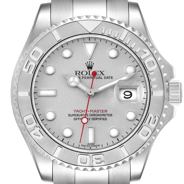 Rolex Yachtmaster Steel Platinum Dial Platinum Bezel Mens Watch 16622