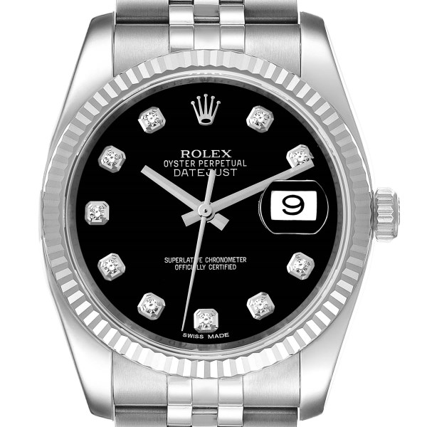 Rolex Datejust Steel White Gold Black Diamond Dial Mens Watch 116234 Rolex Datejust Steel White Gold Black Diamond Dial Mens Watch 116234