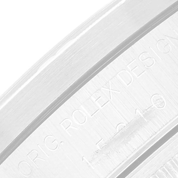 Rolex Date Silver Dial Steel Engine Turned Bezel Mens Watch 15210