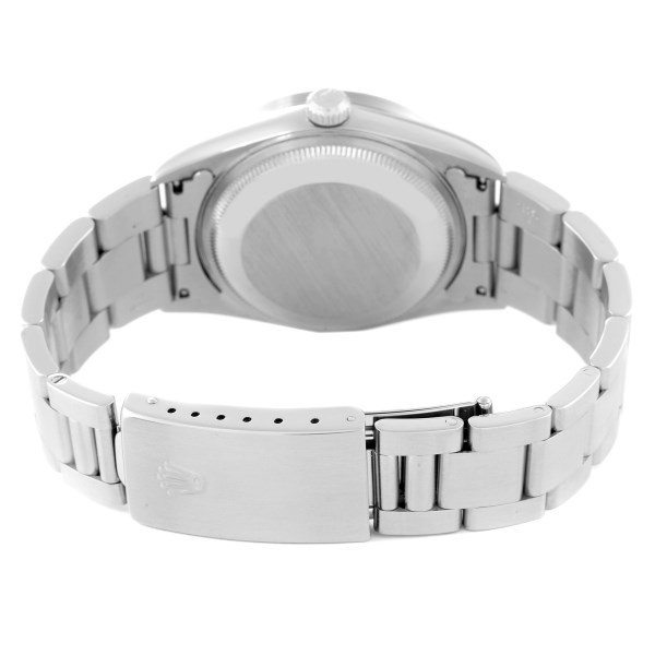 Rolex Date Silver Dial Steel Engine Turned Bezel Mens Watch 15210