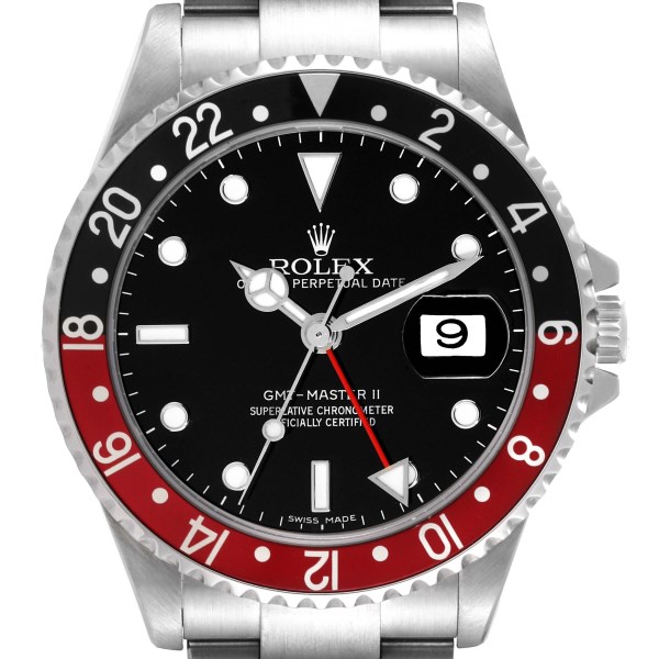 Rolex GMT Master II Black Red Coke Bezel Error Dial Mens Watch 16710 Box Papers