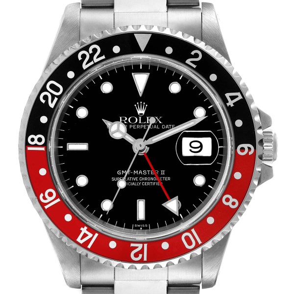 Rolex GMT Master II Black Red Coke Bezel Steel Mens Watch 16710