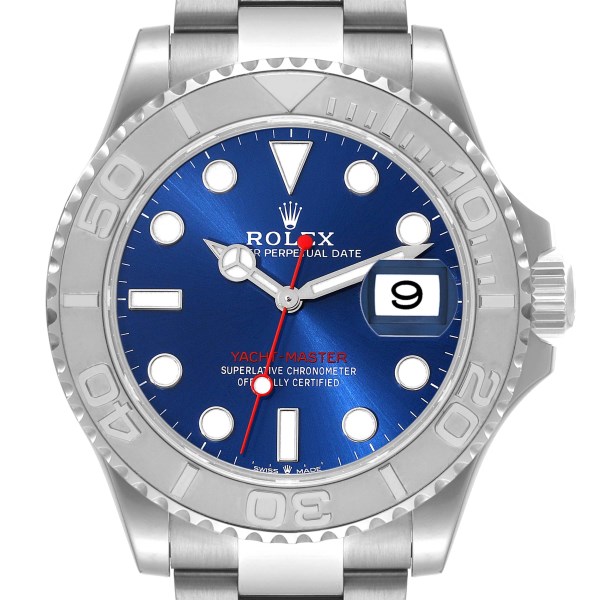 Rolex Yachtmaster Steel Platinum Blue Dial Mens Watch 126622 Box Card