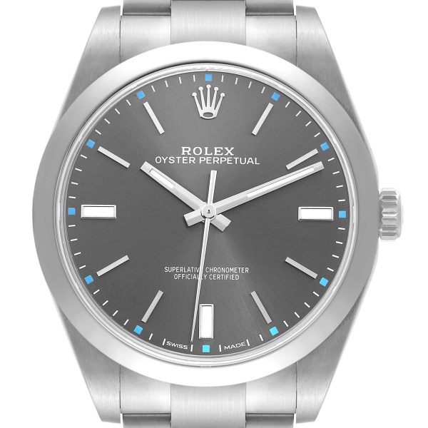Rolex Oyster Perpetual 39 Rhodium Dial Steel Mens Watch 114300