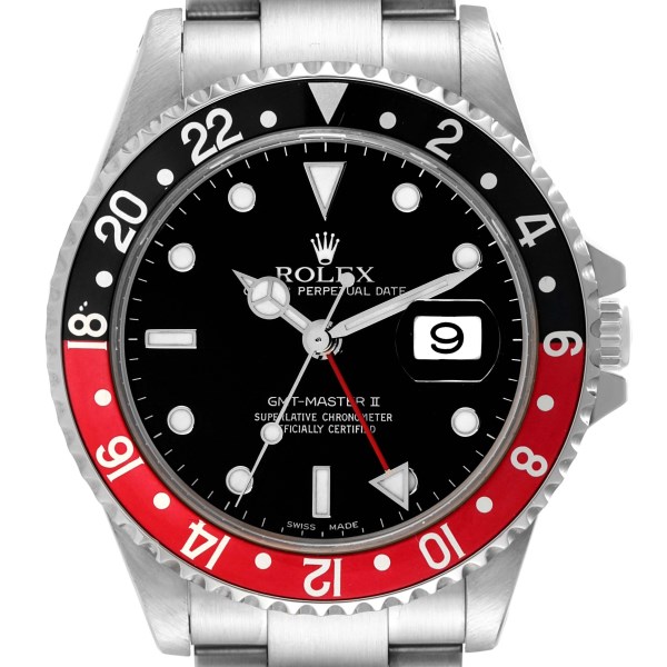 Rolex GMT Master II Black Red Coke Bezel Steel Mens Watch 16710