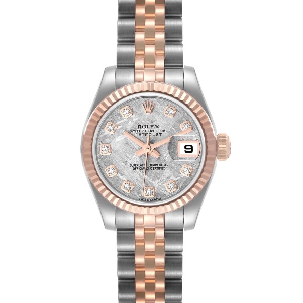 Rolex Datejust Steel Rose Gold Meteorite Diamond Dial Ladies Watch 179171