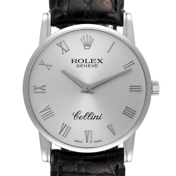 Rolex Cellini Classic Silver Dial White Gold Mens Watch 5116