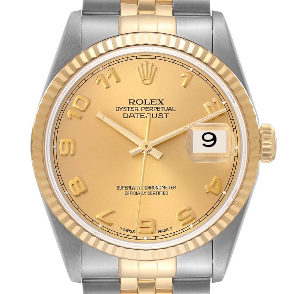 Rolex Datejust Stainless Steel Yellow Gold Mens Watch 16233 Papers